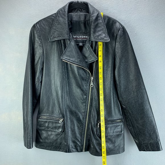 **SOLD**Vintage Wilsons Leather Jacket Womens Small Black Asymmetrical - Picture 8 of 16